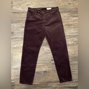 AG Adriano Goldschmied Stevie Ankle Petite Corduroy Pants Burgundy 31P